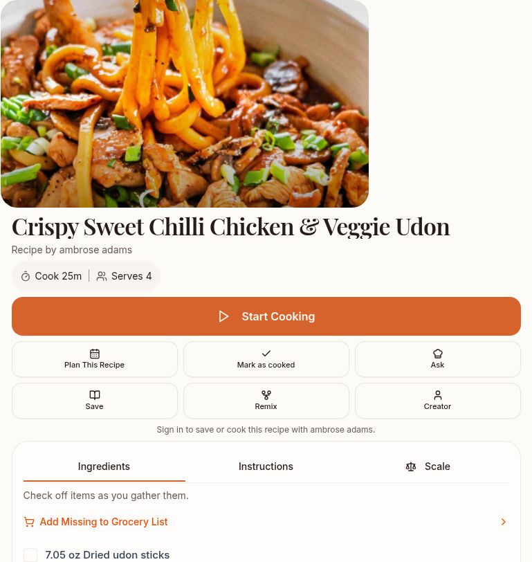 Recipe overview in My Sous Chef, shown in Light mode